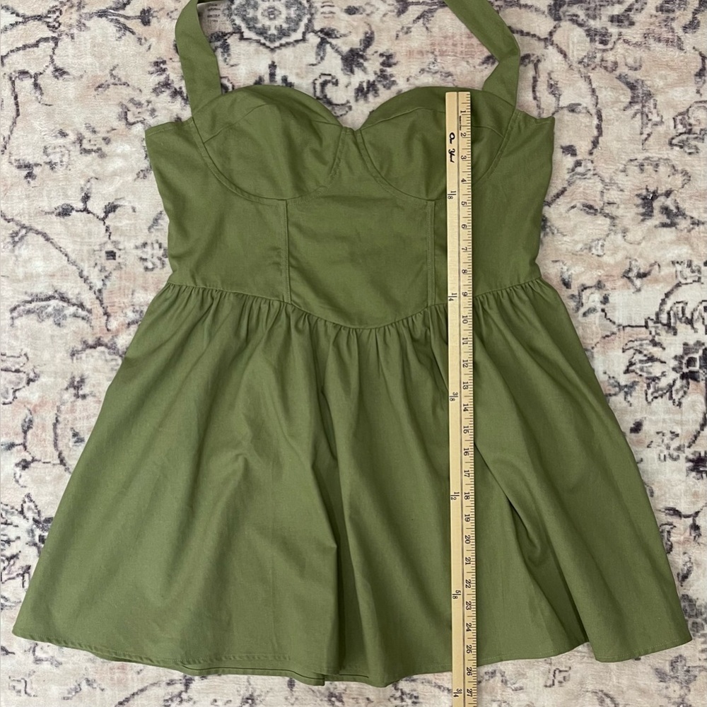 Princess Polly Lyle halter neck corset detail mini skater dress in olive Size 12 - Picture 7 of 11